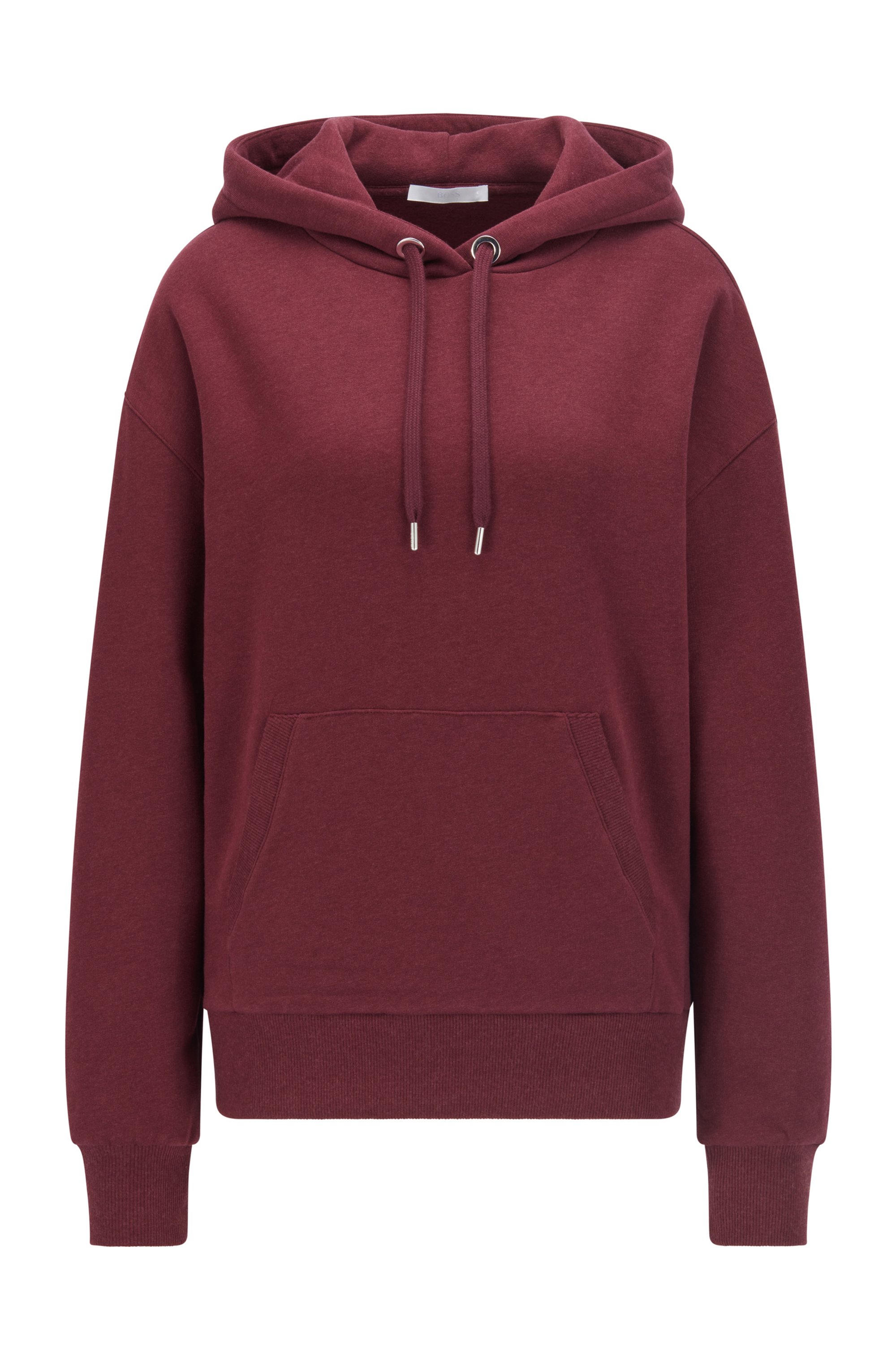 Cotton-blend sweatshirt with logo-print hood, Dark Red