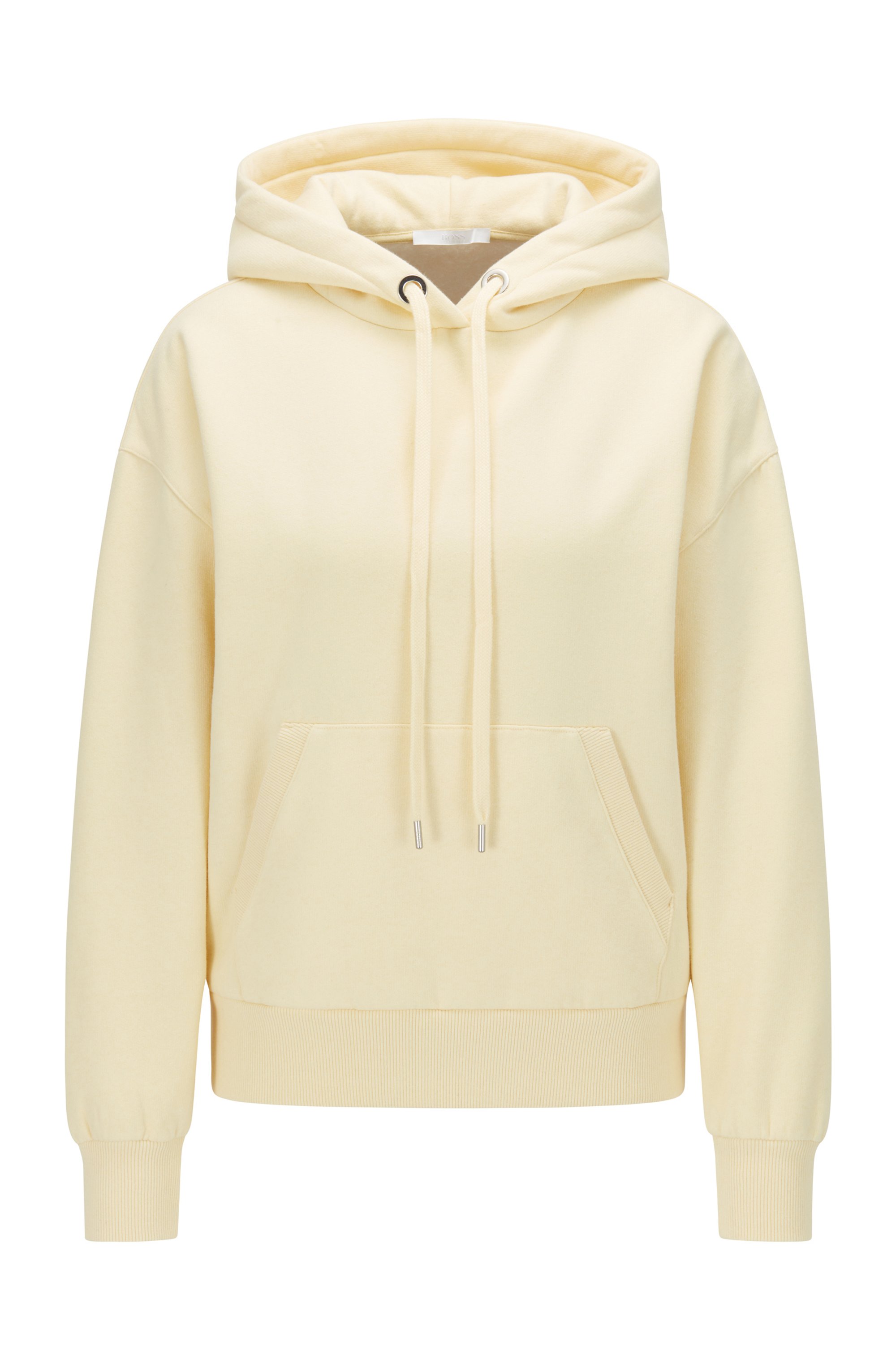 Cotton-blend sweatshirt with logo-print hood, Light Yellow