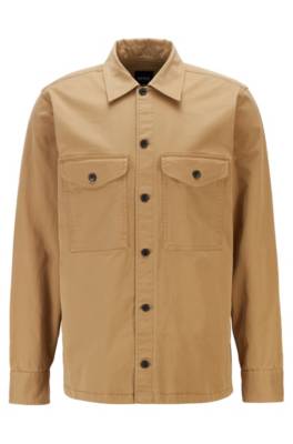 Surchemise teinte en pièce en twill de coton stretch avec logo brodé
