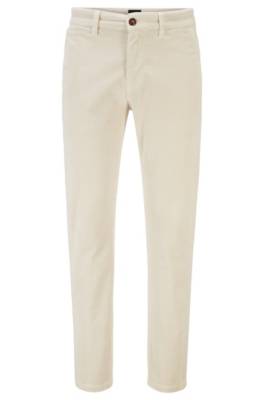 Pantalon Tapered Fit en velours côtelé de coton stretch