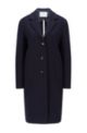 Regular-fit button-up coat in a virgin-wool blend, Dark Blue