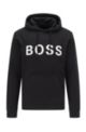 Hooded logo sweatshirt in cotton-blend French terry, Black