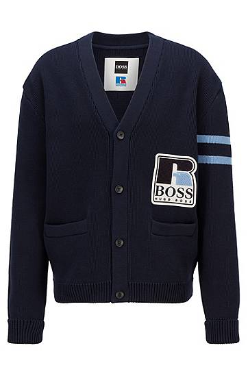 Cardigan mixte Relaxed Fit en coton à logo exclusif