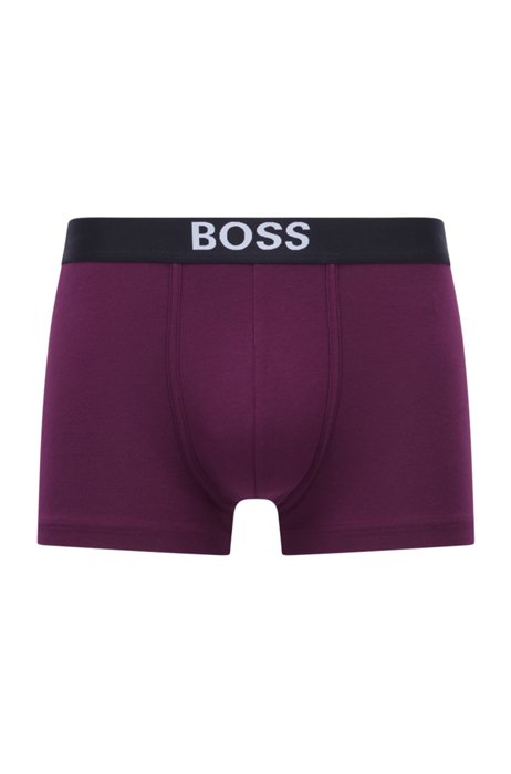 Logo-waistband trunks in cotton, modal and stretch, Dark Purple
