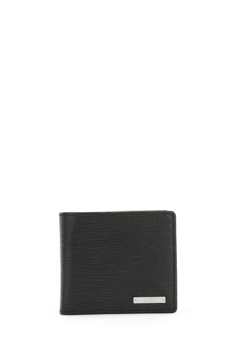 BOSS - Italian-leather wallet with logo plate and coin pocket
