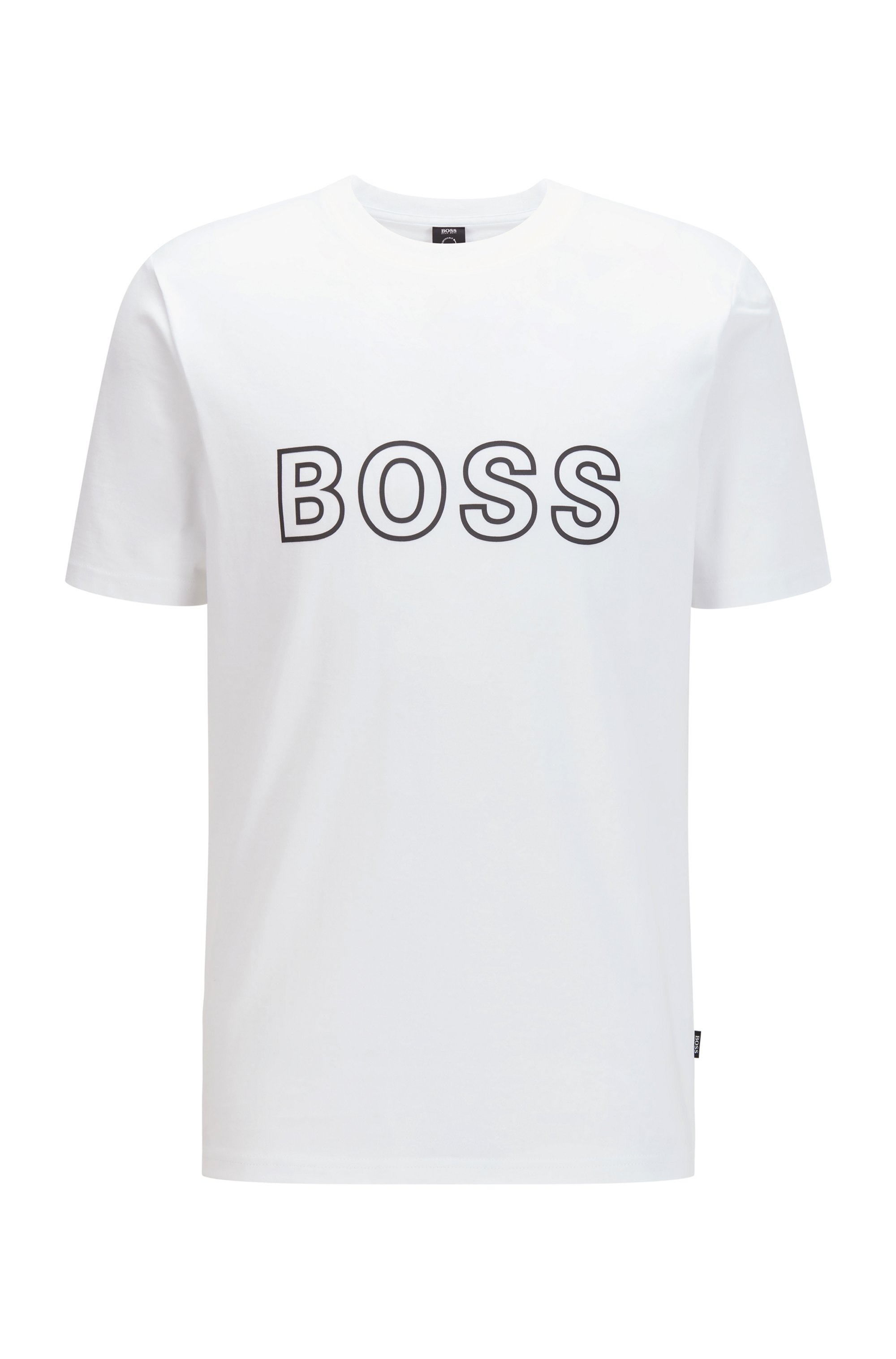 Regular-Fit T-Shirt aus Baumwoll-Jersey mit Logo-Artwork, Weiß