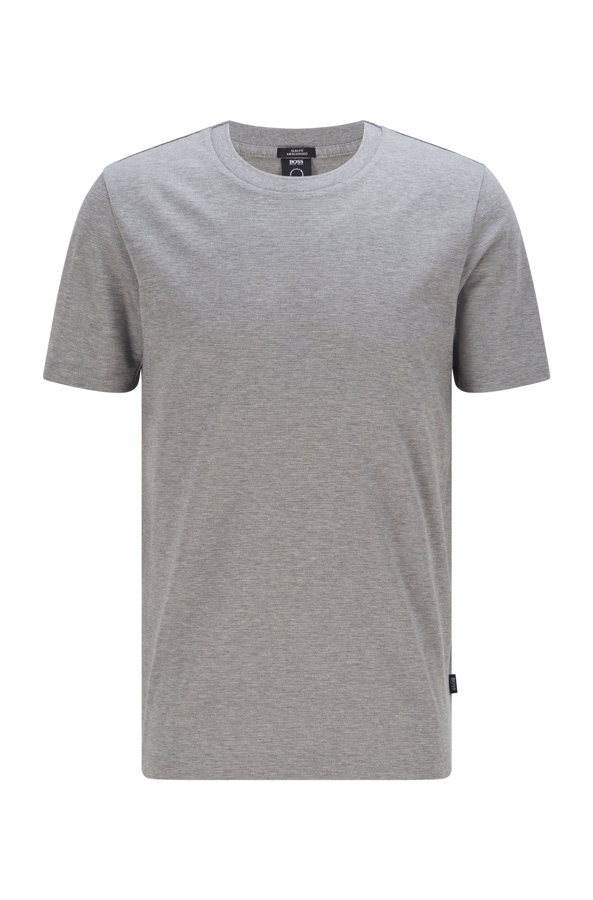 Slim-fit T-shirt in an organic-cotton blend, Silver