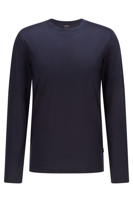 BOSS by HUGO BOSS Slim-fit Long-sleeved T-shirt In Waffle Cotton in Black for Men Mens Clothing T-shirts Long-sleeve t-shirts 
