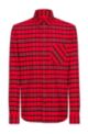 Relaxed-fit shirt in checked cotton flannel, Red Patterned