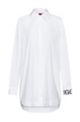 Oversized Bluse aus Stretch-Baumwolle mit Logo-Manschette, Weiß