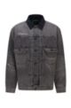Relaxed-fit jacket in distressed black denim, Grey