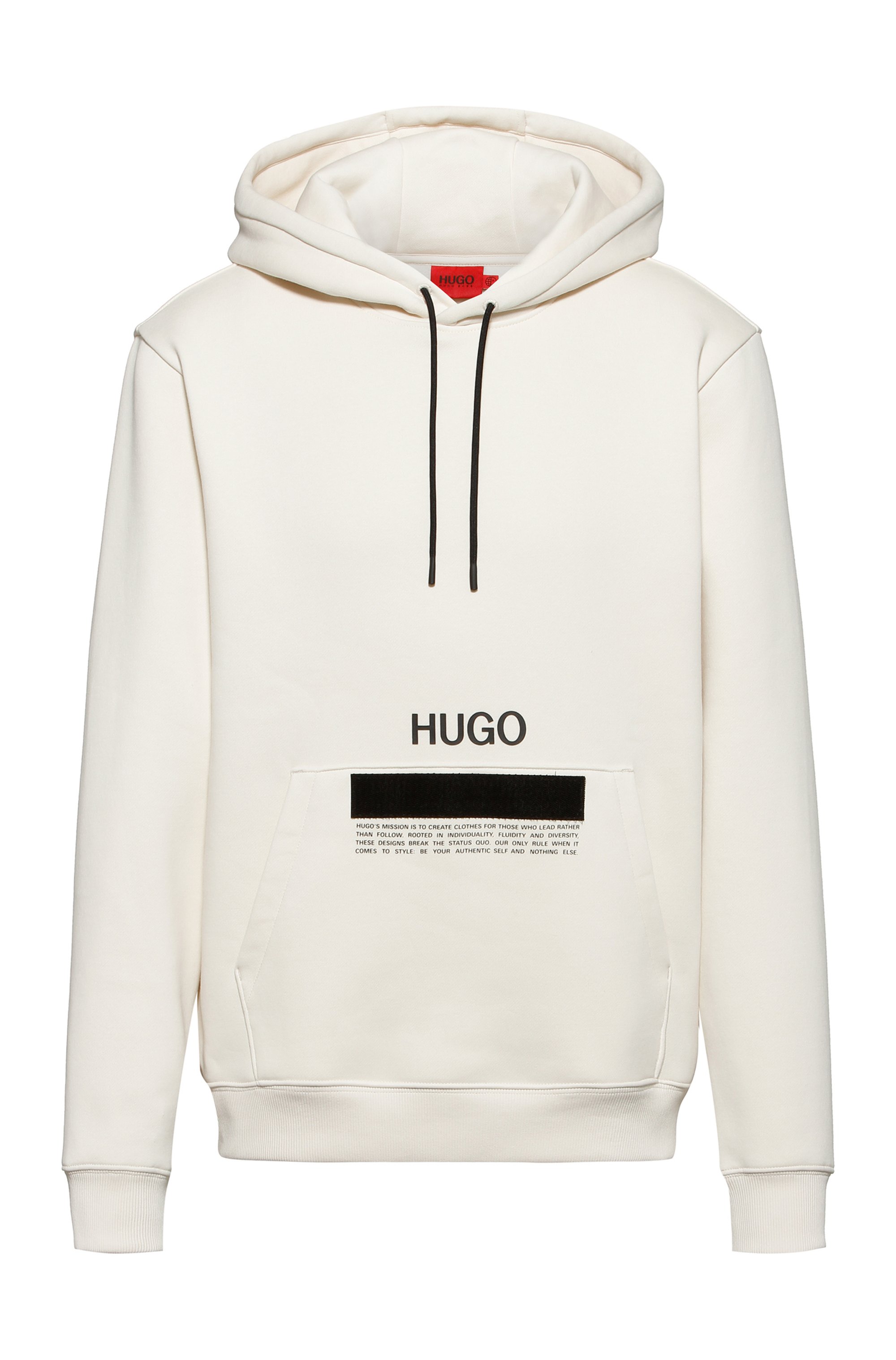 Manifesto-logo hoodie in organic cotton with recycled yarns, White