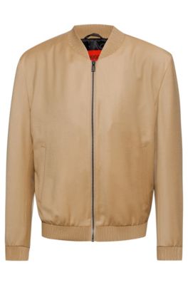 弹力初剪羊毛修身飞行员夹克外套,  265_medium beige