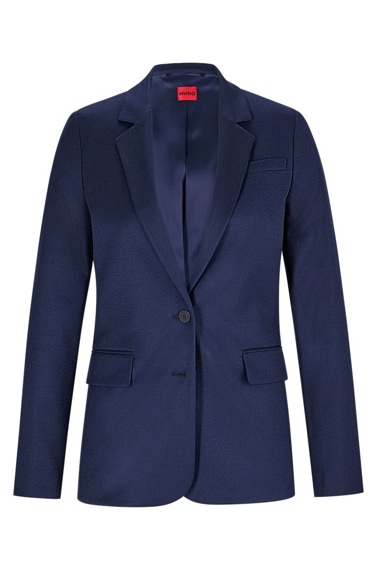 Womens Jackets BOSS by HUGO BOSS Jackets BOSS by HUGO BOSS Regular-fit Jacket In Virgin-wool Flannel With Stretch in Dark Blue Blue 
