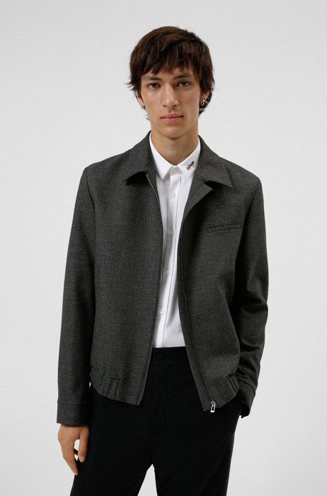 Herringbone slim-fit jacket with REPREVE®, Dark Grey