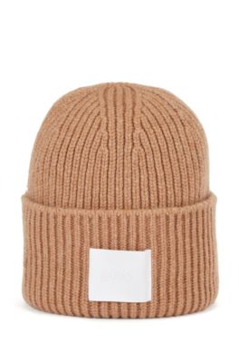 BOSS - Ribbed beanie hat in virgin wool 