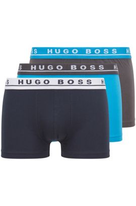 BOSS Mens Trunk 3P CO/EL Three-Pack of Stretch-Cotton Trunks with Logo waistbands 