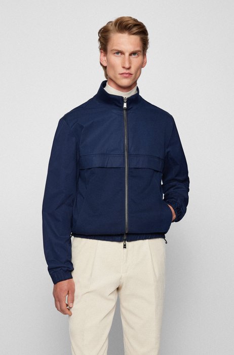 Reversible zip-up sweatshirt in an organic-cotton blend, Dark Blue