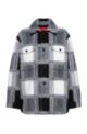 Checked oversized-fit shirt-jacket with logo badge, Patterned