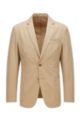 Slim-fit jacket in pure cotton with notch lapels, Light Beige