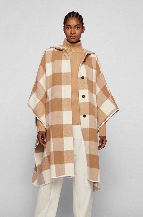 Oversized-fit coat in a checked wool blend, Patterned