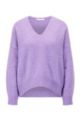 Relaxed-fit V-neck sweater with ribbed trims, Light Purple