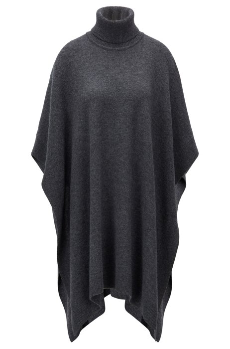 Turtleneck poncho in virgin wool and cashmere, Grey