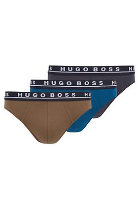 Three-pack of stretch-cotton briefs with logo waistbands