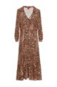 V-neck dress in cheetah-print fabric, Patterned