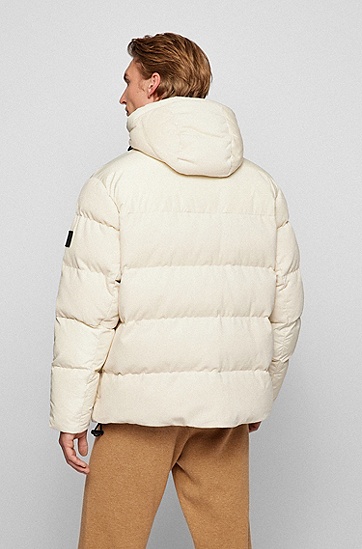 混合材质宽松版型夹棉夹克外套,  131_Open White