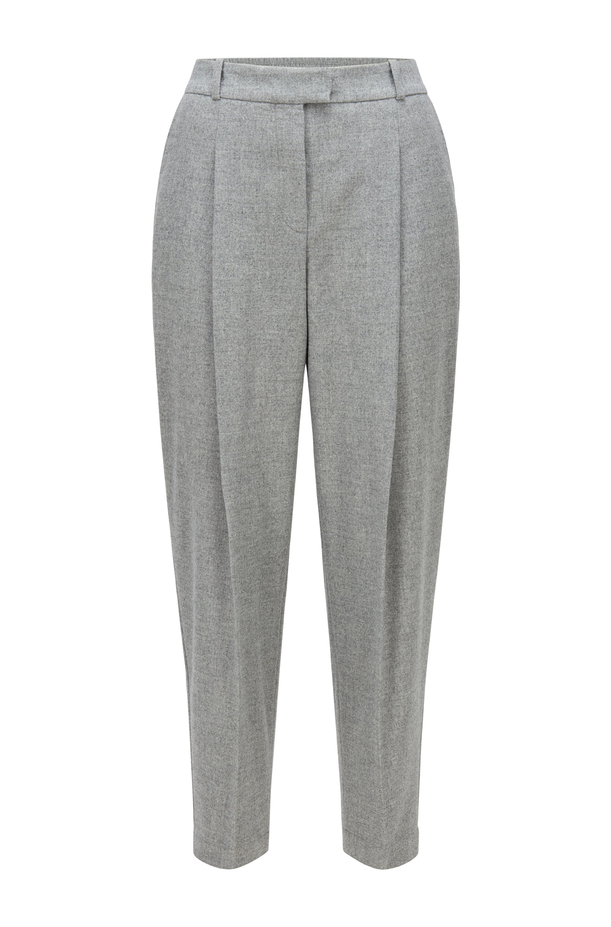 Relaxed-fit trousers with front pleats and cropped length, Silver