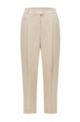 Relaxed-fit trousers with front pleats and cropped length, Light Brown