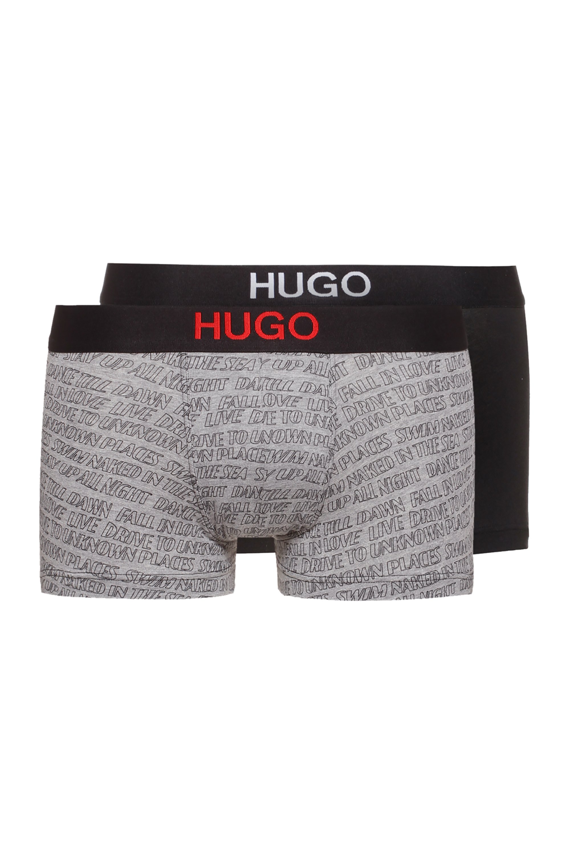 Two-pack of stretch-cotton trunks with logo waistbands, Light Grey