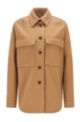 Relaxed-fit overshirt in a wool blend, Light Brown