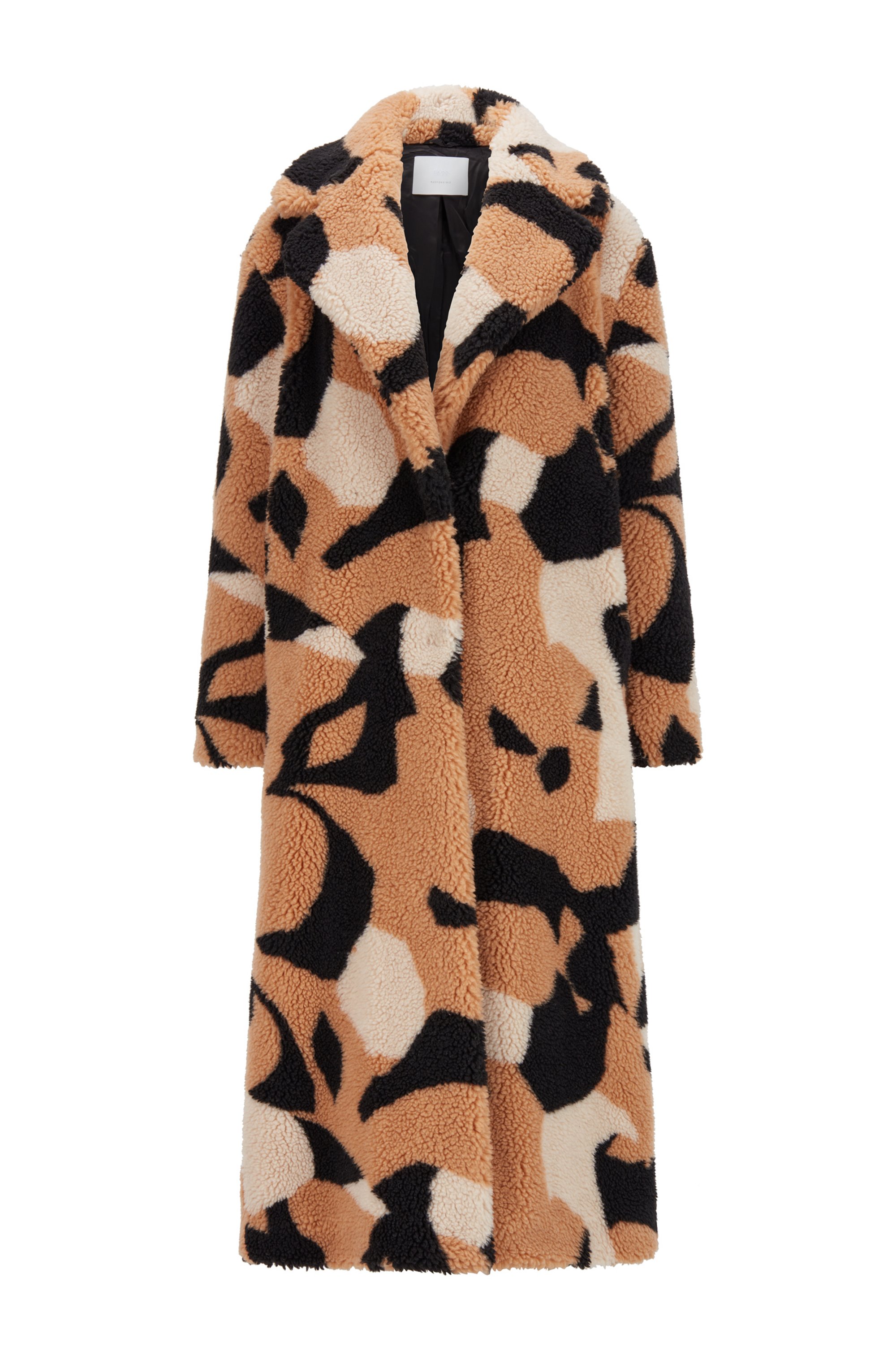 Collection-pattern teddy coat in a relaxed fit, Patterned