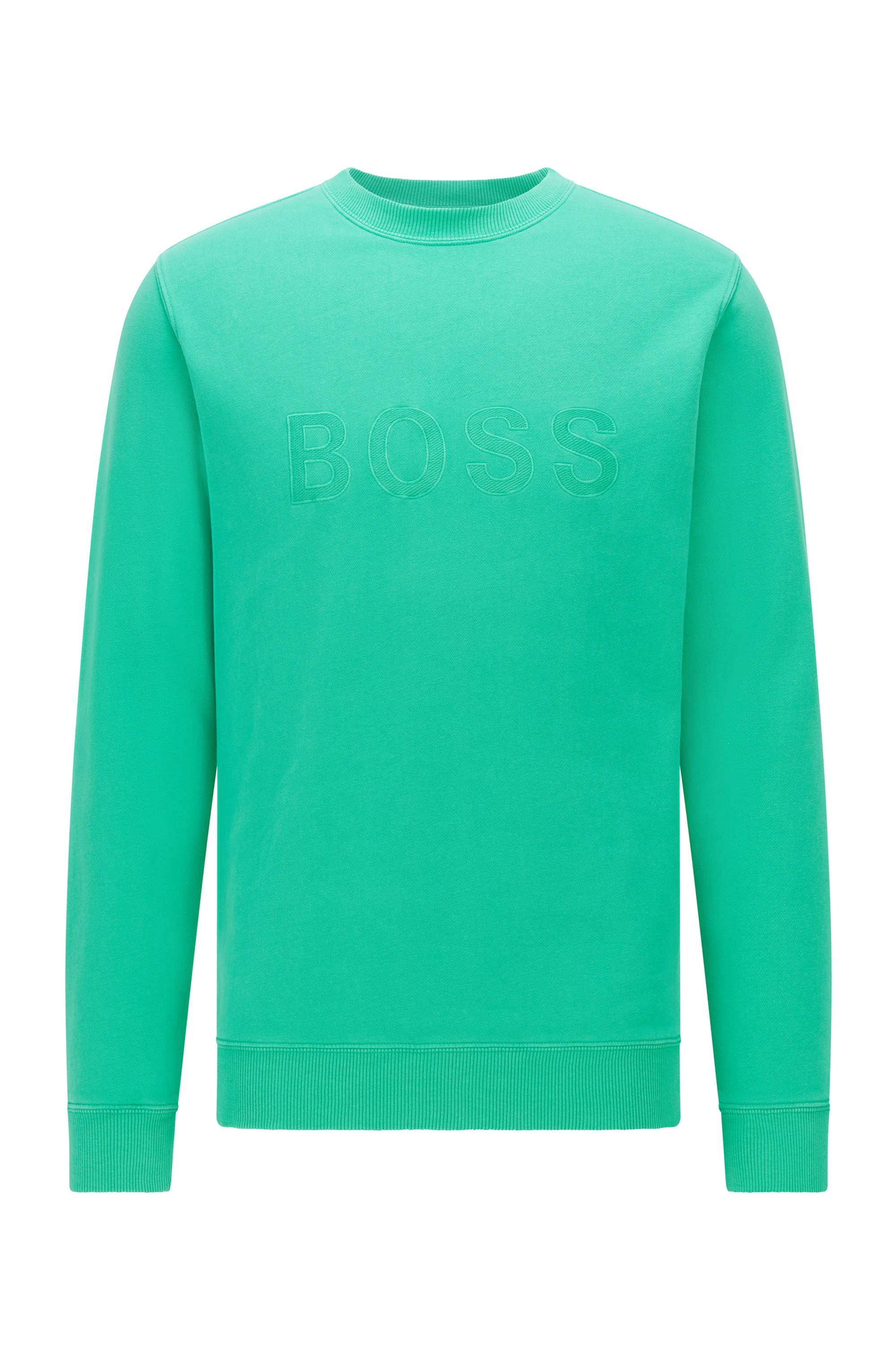 Organic-cotton relaxed-fit sweatshirt with embroidered logo, Light Green