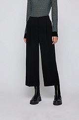 Relaxed-fit crease-resistant trousers in Japanese crepe, Black