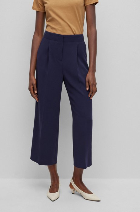 Relaxed-fit crease-resistant trousers in Japanese crepe, Dark Blue