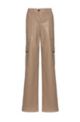 Cargo-style relaxed-fit trousers in faux leather, Light Brown