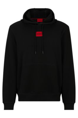 HUGO Cotton terry hoodie with logo label