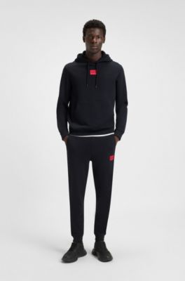 Hoodie van katoenen badstof met logolabel, Zwart