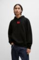 Cotton-terry regular-fit hoodie with logo label, Black