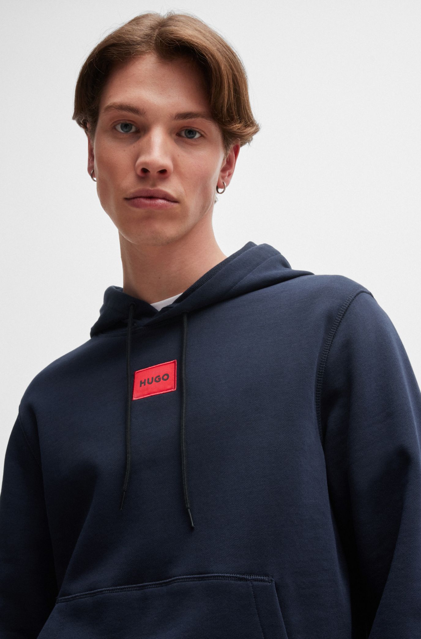 HUGO - with logo label Cotton-terry hoodie