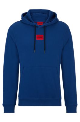 HUGO - Cotton-terry hoodie with logo label