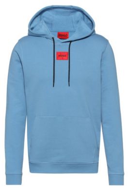 HUGO HOODED SWEATSHIRT IN TERRY COTTON WITH RED LOGO LABEL
