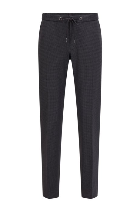 Slim-fit trousers in patterned stretch jersey, Dark Grey