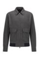Slim-Fit Jacke aus Stretch-Wolle mit feinem Karo-Muster, Grau