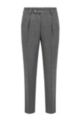 Relaxed-fit pleated trousers in houndstooth stretch wool, Grey