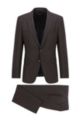 Slim-fit suit in patterned virgin-wool serge, Beige