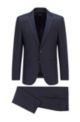 Micro-patterned slim-fit suit in traceable virgin wool, Dark Blue